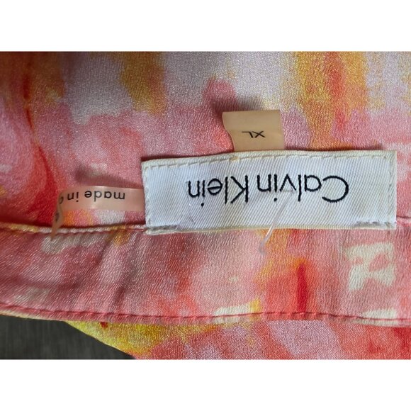 Calvin Klein Womens XL Long Sleeve Blouse Tie-Dye Yellow & Orange - Picture 5 of 7